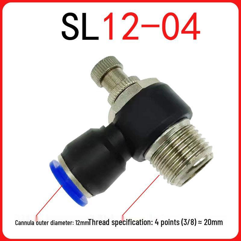 SL Throttle Valve L-Type Male Thread Pneumatic Quick Push-In Fitting, SL6-01/8-0210-03, Pneumatic Component.