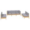 7 Piece Garden Lounge Set with Grey Cushions Solid Pine Wood