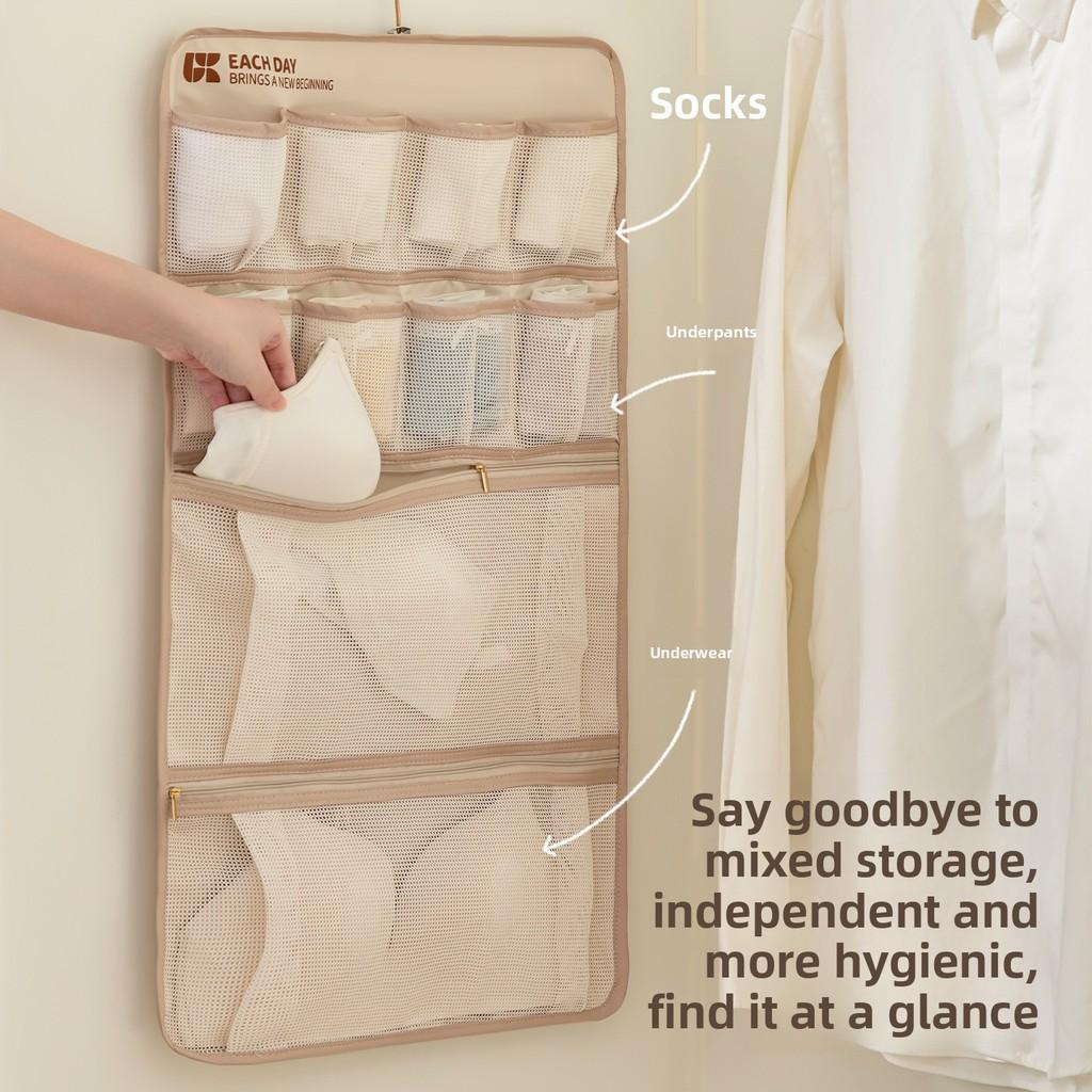 Hanging Underwear Organizer With Mesh Pouches For Travel And Bedroom Storage