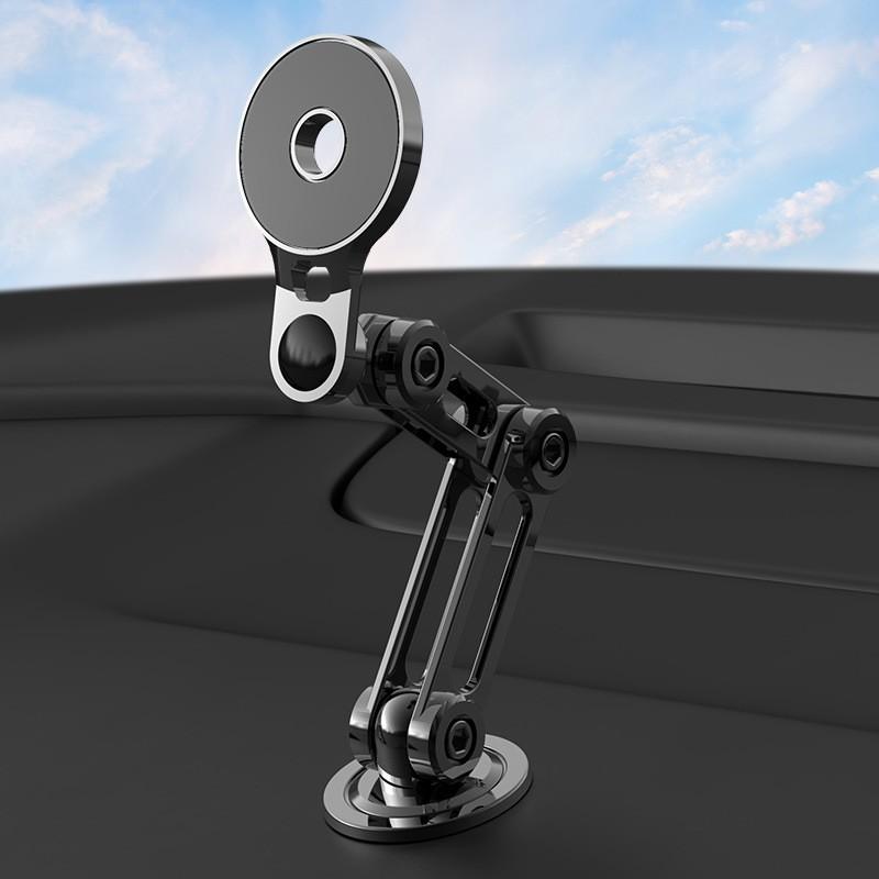 Car Phone Holder With Strong Magnetic Mount Adjustable Metal Arm Dashboard Foldable Shake-Resistant Compatible IPhone