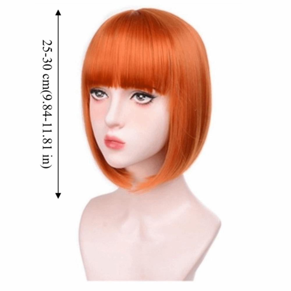 Cosplay Bob Straight Hair Wigs Harajuku Pink Black Orange Short Wigs Women Layered Wig Carnival