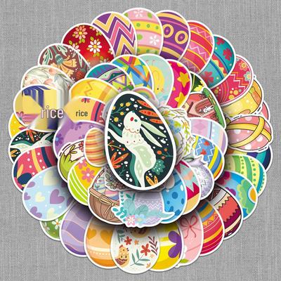 50 Creative Waterproof Easter Egg Stickers - Festive Graffiti Decorations for Journals