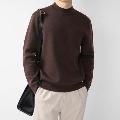 Jesienny sweter męski z półwysokim kołnierzem: Stylowy koreański sweter