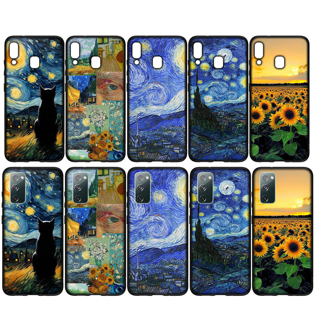 Para iPhone 16 15 Xiaomi Redmi Note 13 12 11 Pro Max X 9 14 Plus XR Samsung Galaxy A15 S24 S23 Huawei OPPO Starry Night Sunflower Van Gogh Capa de telefone