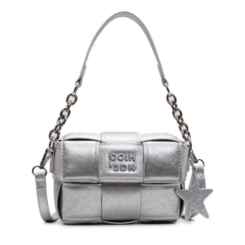 Woven Portable Small Square Bag Women's Spring New Shoulder Bag Niche High-end Hand Carry Messenger Bag