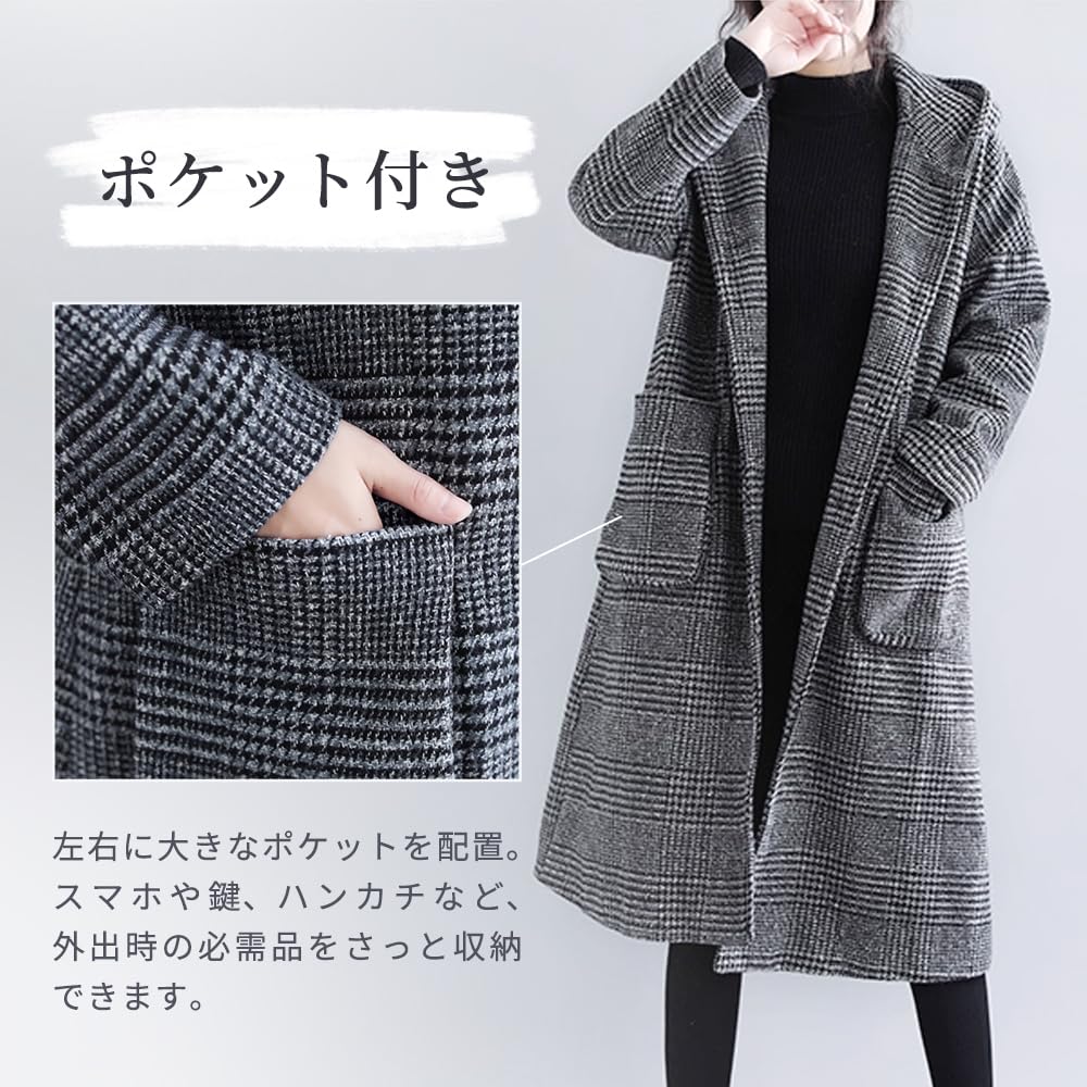 Minax Long Loose Plus Flattering Casual Stylish Outerwear for Going and L693 Coat, Fit, Size, Outerwear, Silhouette, Out, Commuting, School, Fall,