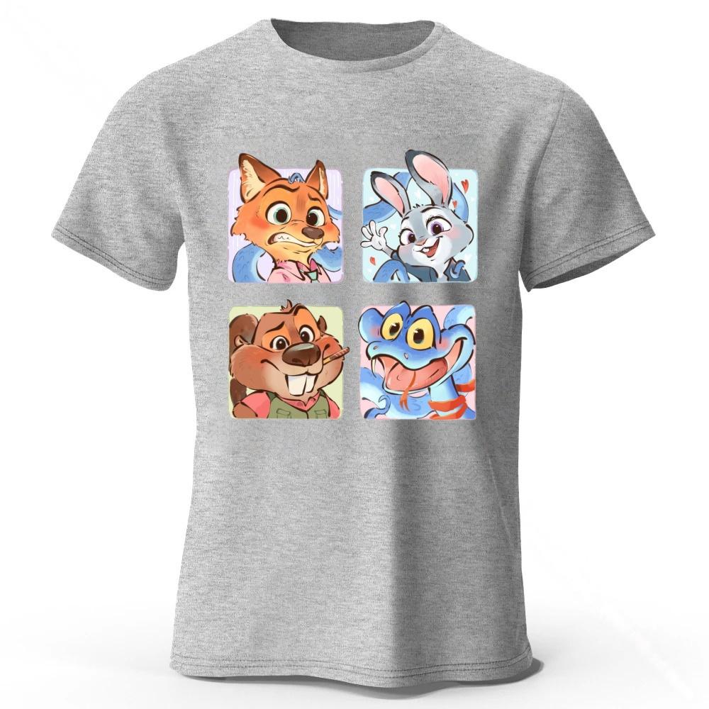 Crazy Zootopia 2 Couple Themed Pure Cotton Tshirt Menwomen Daily Casual Soft Highquality Plus Size Sports Short Sleeved Shirt