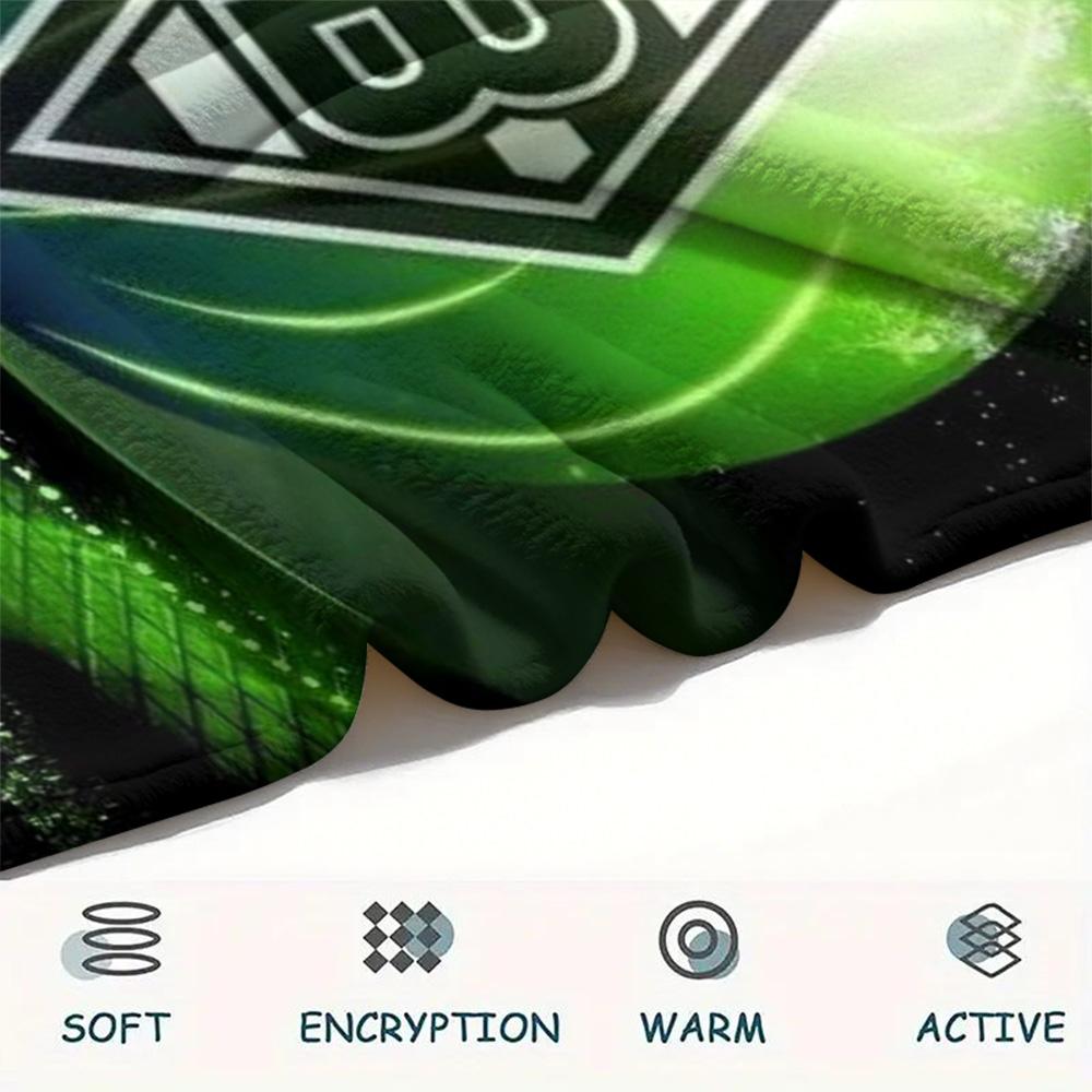1 szt. Koc Flanelowy z Nadrukiem Borussia Mönchengladbach Wysokiej Jakości Ciepły Komfortowy Pokrycie na Wszystkie Pory Roku Idealny na Prezenty Wystrój Domu