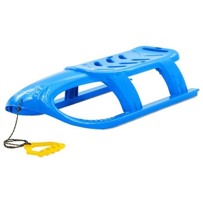 VidaXL Traîneau pour Enfants Luge Glisseur de Neige Ensemble de Jouet d'Extérieur Tout-petit Corde de Traction Bleu 93718