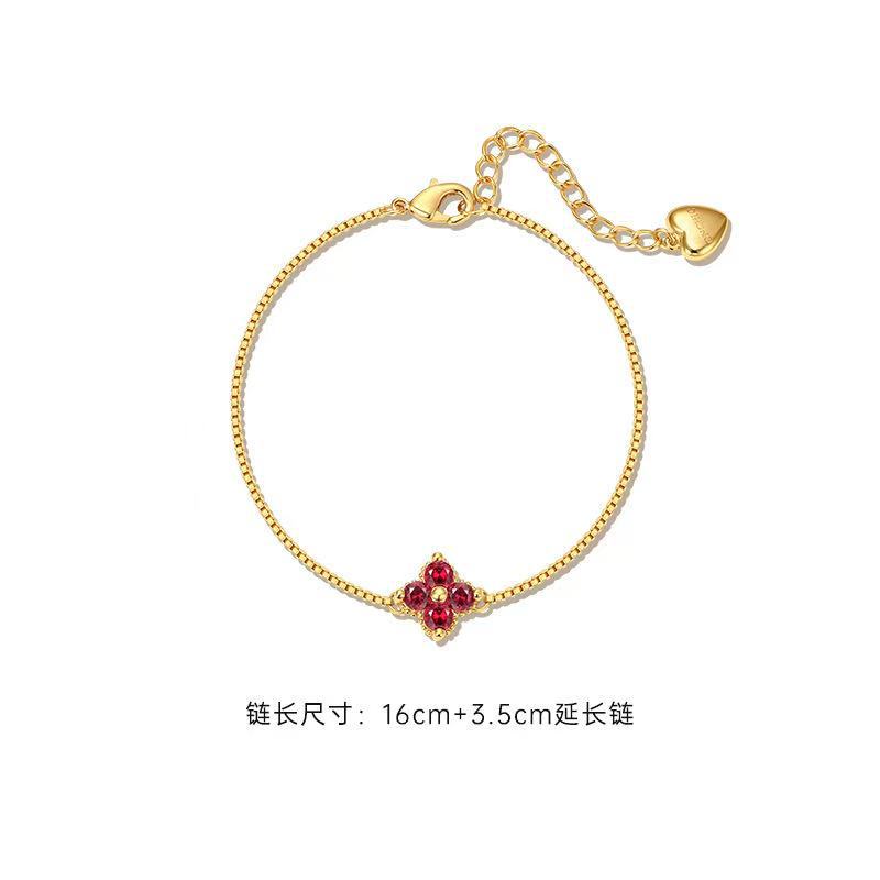 BELLA BOX Xingman Four-Leaf Clover Hand Chain Necklace Earrings Women's Instagram Spring Nature-themed Best Friends Set