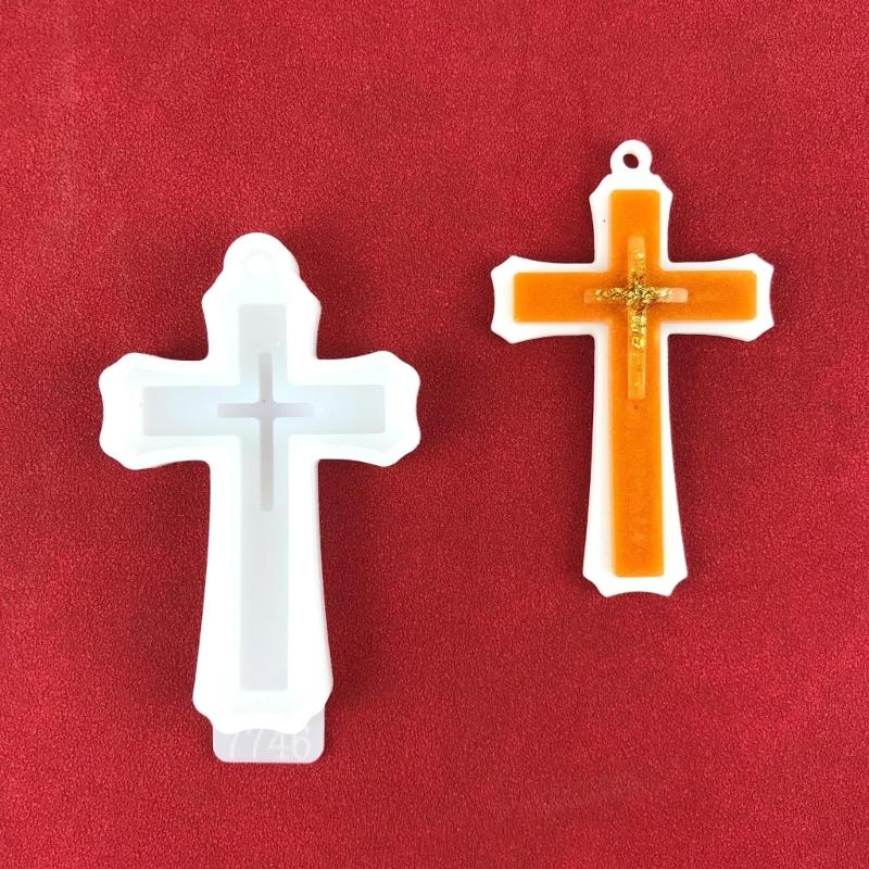 Cross Silicone Resin Mold Epoxy Resin Molds Crucifix Casting Mold for Necklace Pendant Jewelry DIY Crafts Keychain Mold