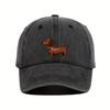 Dachshund Dog Print Washed Baseball Cap Unisex Cotton Adjustable Curved Brim Outdoor Hat