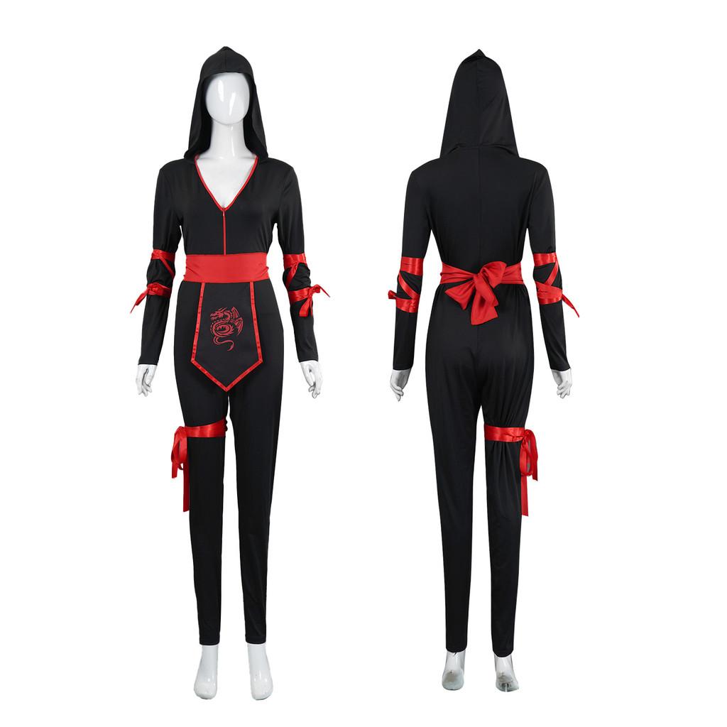 Adult Female Halloween Ninja Role Playing Black Uniform Stage Performance Dress