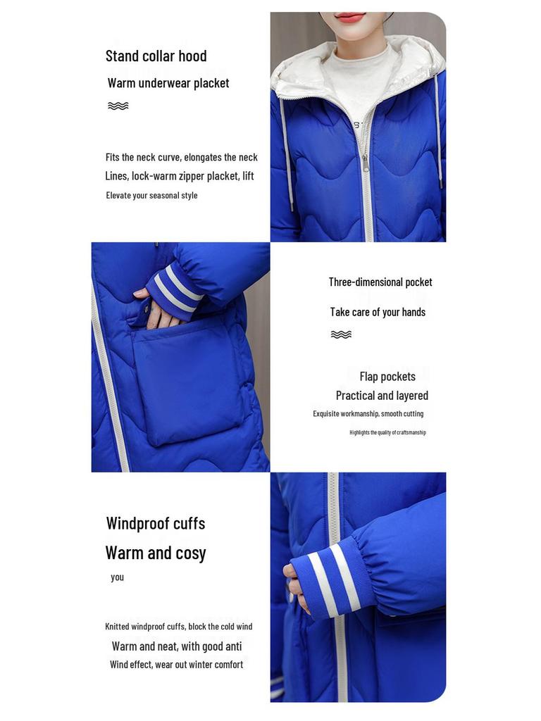 Women's Plus Size Hooded Cotton Jacket - Winter 2023, Mid-Length, Thickened, Loose Fit Outerwear