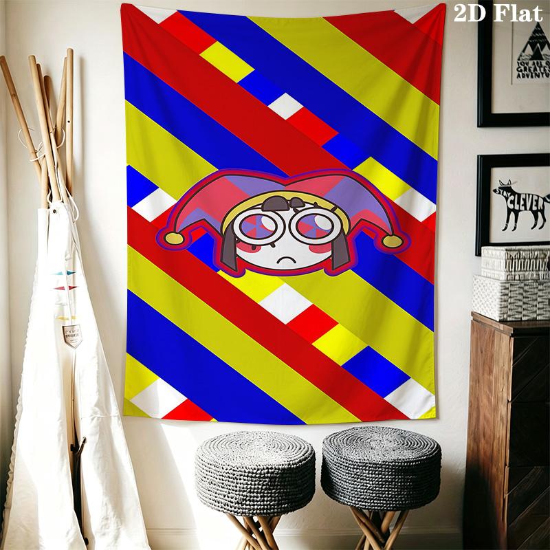 Clown Chase Whimsical Fun Tapestry Fashion Print Background Cloth Homestay Soft Decoration Tapestry Background Wall Hanging Cloth Work Of Art