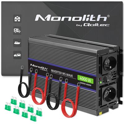 Qoltec Przetwornica Napięcia Monolith 4000 MS Wave | 12V Na 230V | 2000/4000W | USB