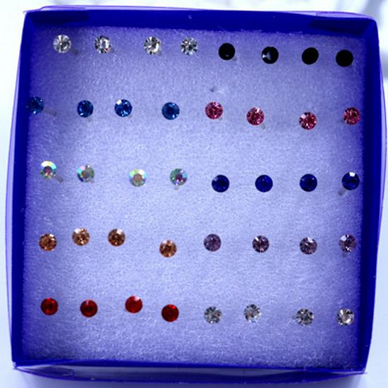 Koreanische Mode 3mm Harz Strass Ohrringe Set: 20 Paar glänzende Plastikohrringe für Damen