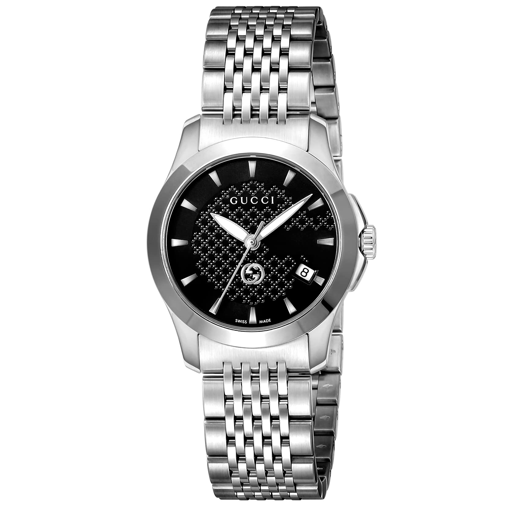 

Gucci G Timeless Black Stainless Sapphire Quartz Water Swiss Included Original Authentic Black Stainless Sapphire Authentic Watch, 27mm, Steel,