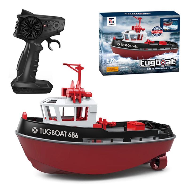 New RC Boat 2.4G Powerful Dual Motor Long Distance Wireless Power Remote Control Tugboat Model Suitable for Boys Gift Children's Toys