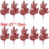 10/5PCS Christmas Glitter Artificial Pine Branches Xmas Tree Hanging Ornament Leaves Fake Plants Flower New Year Home Decoration