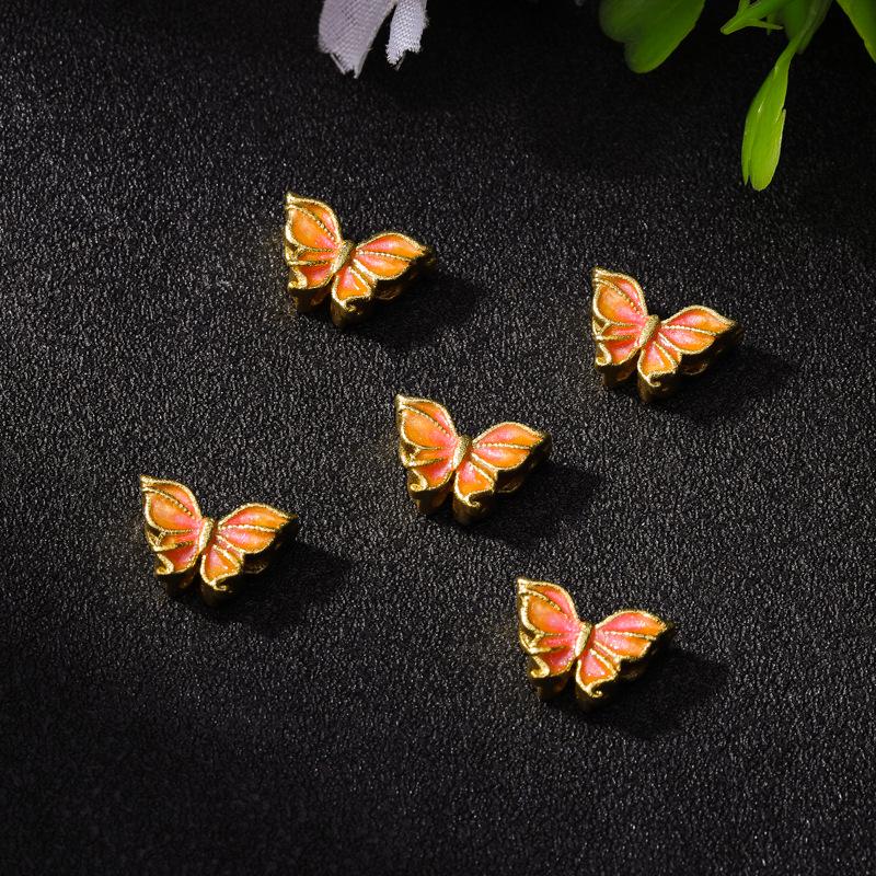 Gold Vajra Butterfly Spacer Beads with Gemstone Look and Strong Color Retention – Alloy Drip Oil Finish