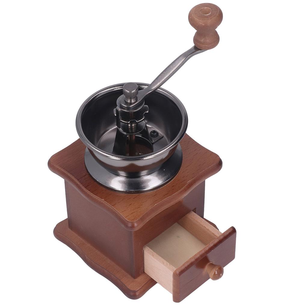 Hand Coffee Mill Grinder Retro Beech Classic Style Wood Base Rust Proof Stainless Steel Core Manual Coffee Mill