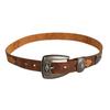 Women's Retro Western Rivet Leather Waist Belt with Distressed Alloy Buckle - Trendy and Versatile Fashion Accessory
