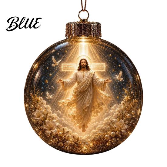 Transparent Christmas Sphere Light Flat 3D with Ball Ornament Gifts Lighted Warm LED Winter Decorative