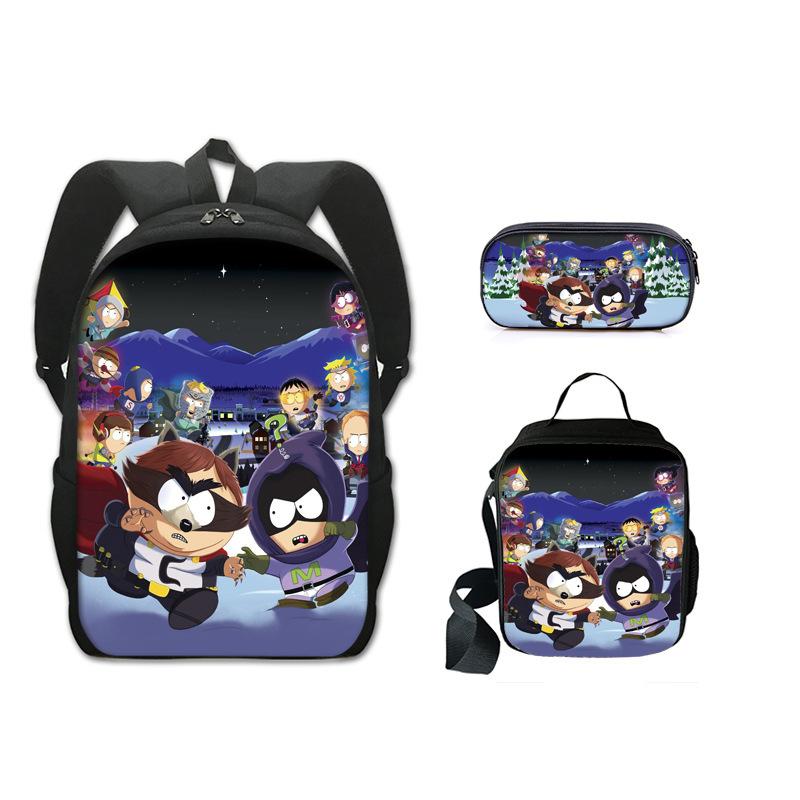 Classic Popular Novelty Funny south park 3D Print 3pcs/Set pupil School Bags Laptop Daypack Backpack Lunch bag Pencil Case