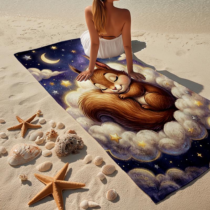 Eichhörnchen Träume Unter Mondlicht Strandtuch, Super Weiche Mikrofaser, Geschenk für Sie/Ihn, Geburtstag, für Pool, Strand, Reisen, Heimdeko Fan Geschenke