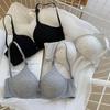 Damen Sommer BH Dünn Gepolstert A Körbchen Push Up Bralette Knopfleiste Vorne Für College-Studentinnen Dessous Drei Träger Hohlrücken