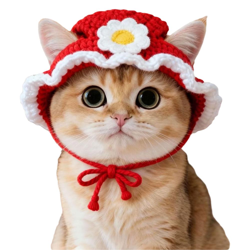 Refined Elastic Cat Knitted Hat Soft Handmade Craft Pet Cosplay Headwear Comfortable To Wear Skin-Friendly Winter Dog Cap