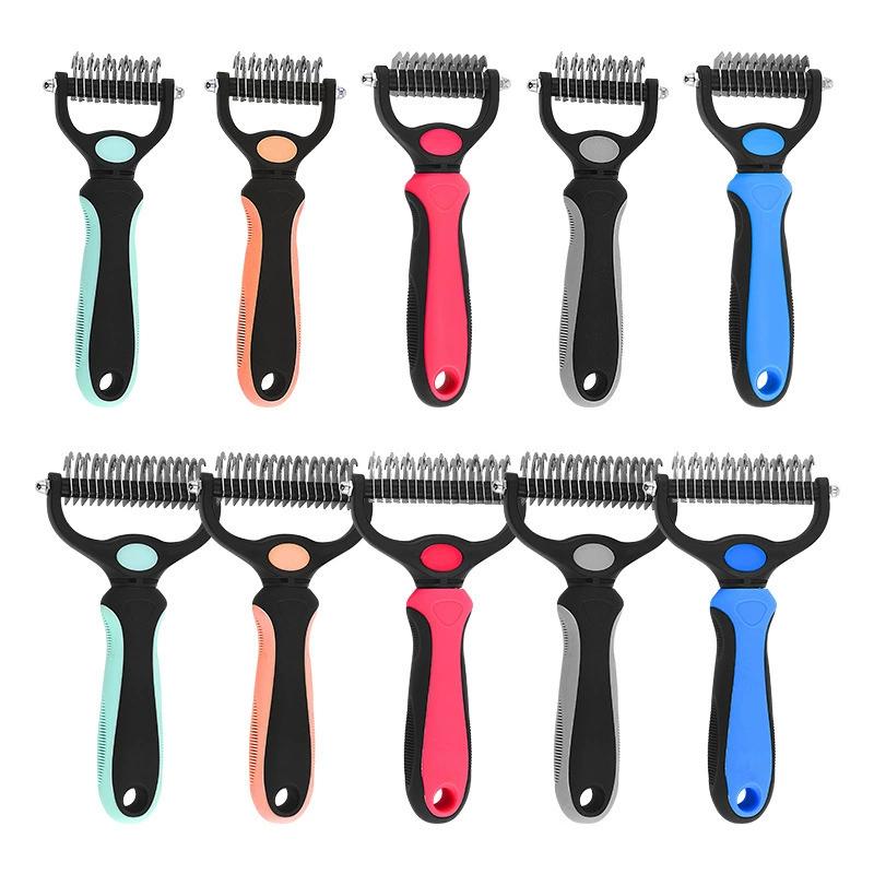 Pet Fur Knot Cutter Dog Grooming Shedding Tools Pet Cat Hair Removal Comb Brush Double Sided Pet Products Comb For Dog