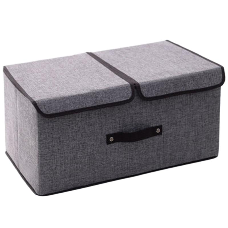 Stylish Cotton Linen Underwear Box Storage Container with Covers for Bedroom