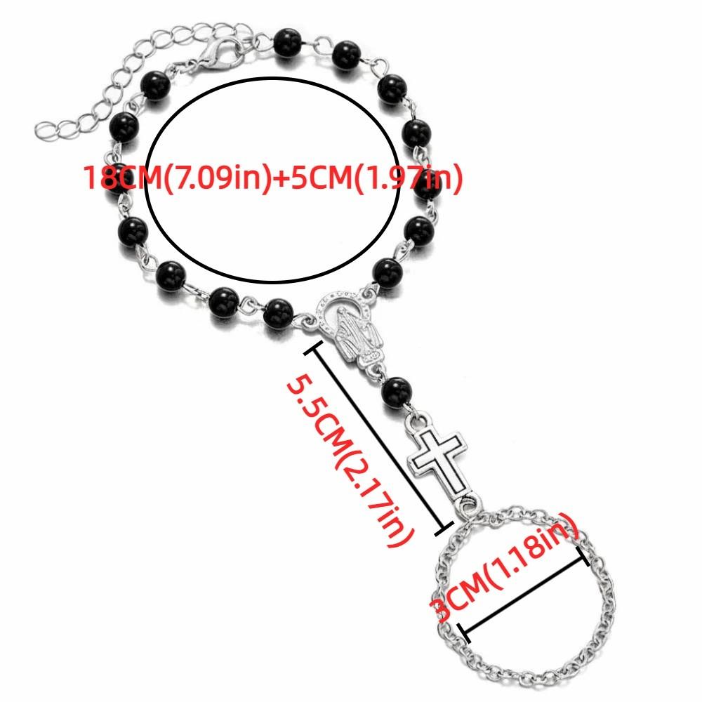 Cross Pendant Christian Jewelry Imitation Pearl Beaded Catholic Prayer Accessory Spiritual Wear