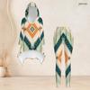 Women Plus Size Hooded Two Piece Set Long Sleeve High Low Printed Top And Fitted Pants