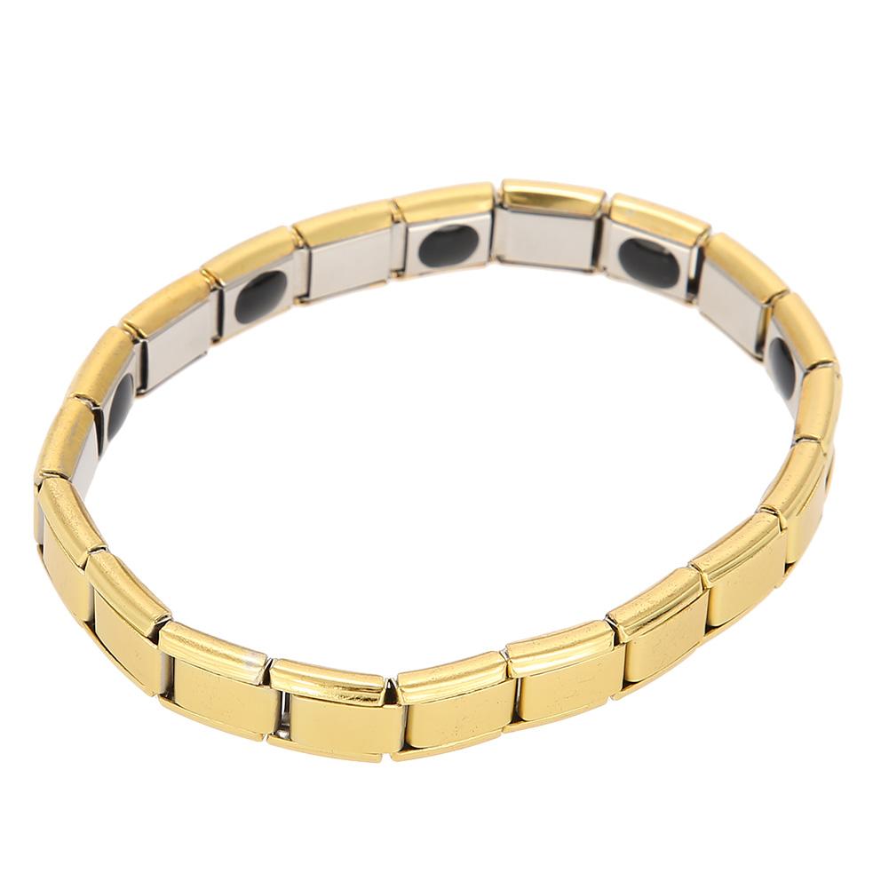 Einfaches Unisex-Armband aus Titanstahl, Schmuck-Armreif für Gesundheitsenergie (Gold)