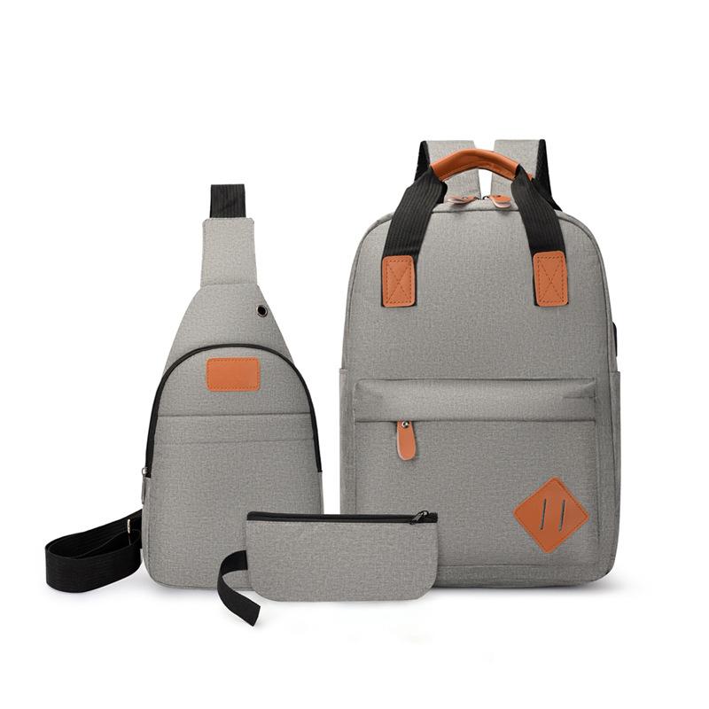 2025 Neuer Oxford Rucksack USB-Aufladung Dreiteiliges Set Reisetasche Unisex Business Computertasche Hohe Kapazität Freizeit Büchertasche