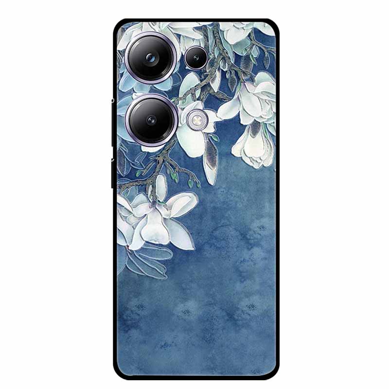 3D Emboss Case For Xiaomi Poco M6 Pro Phone Case Flower Silicone Soft Back Cover For Xiaomi Poco M6 Pro Case PocoM6 M 6 Pro Capa