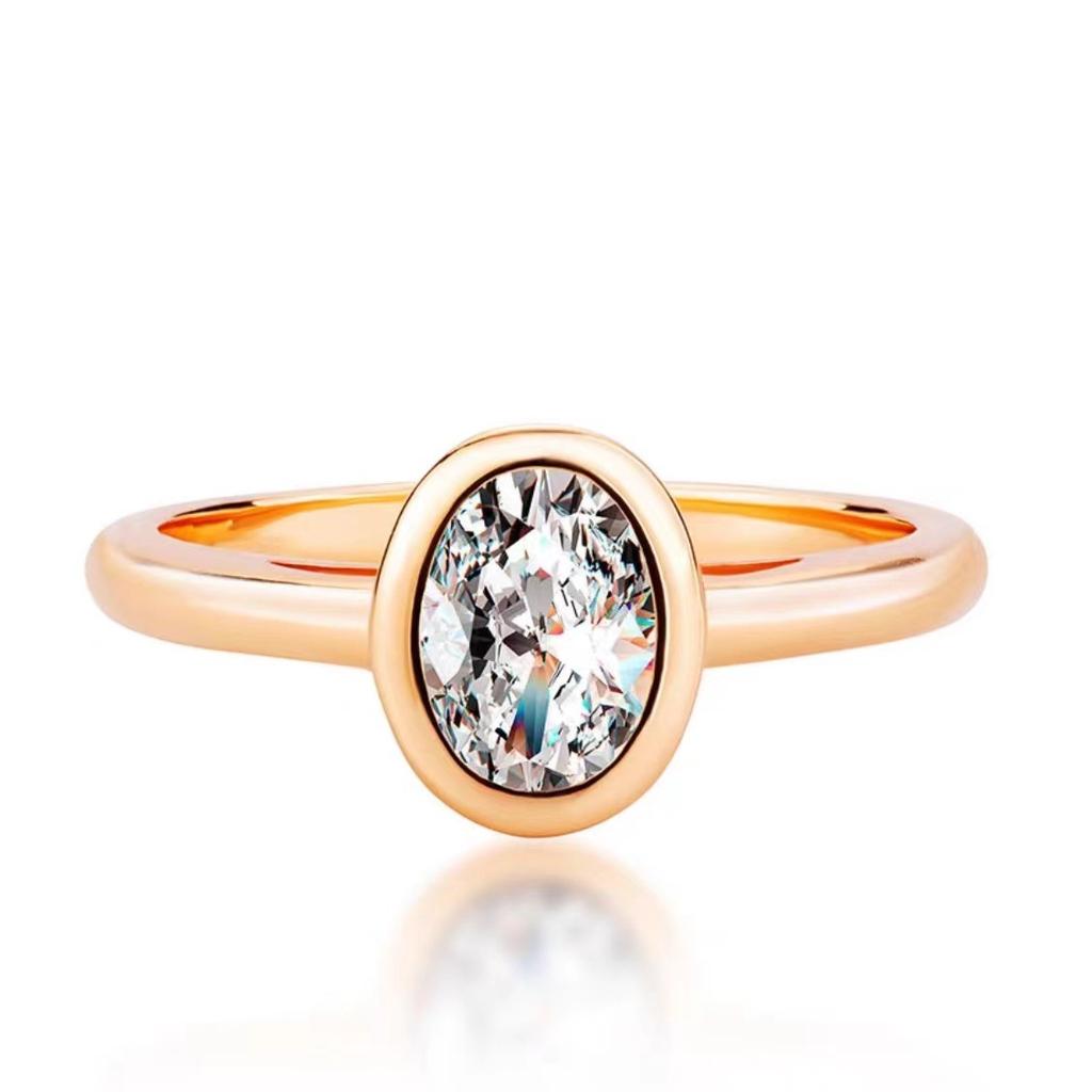 S925 Sterlingsilber Platin 18 Karat Gold Eingerichtet mit 1,5 Karat Oval VVS Moissanit Mode Leichter Luxus Hochzeit Moissanit Ring