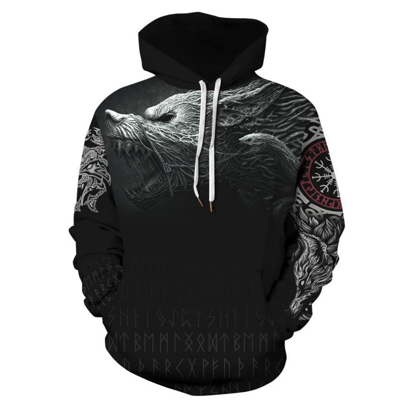Wikinger-Krieger 3D-Druck Hoodie: Herren Trendiger Pullover Sweatshirt 2025 Edition