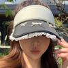 Bowknot Lady's Sun Hat Lace Brim Sun Protection Hat Cartoon Empty Top Cap  Girls