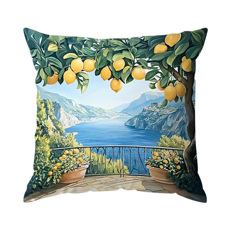 Home Decor Lemon & Coastal Scenes Pillow for Home Decor Pattern Cushion Cover Suitable for Sofa Bedroom Car Pillow Cover