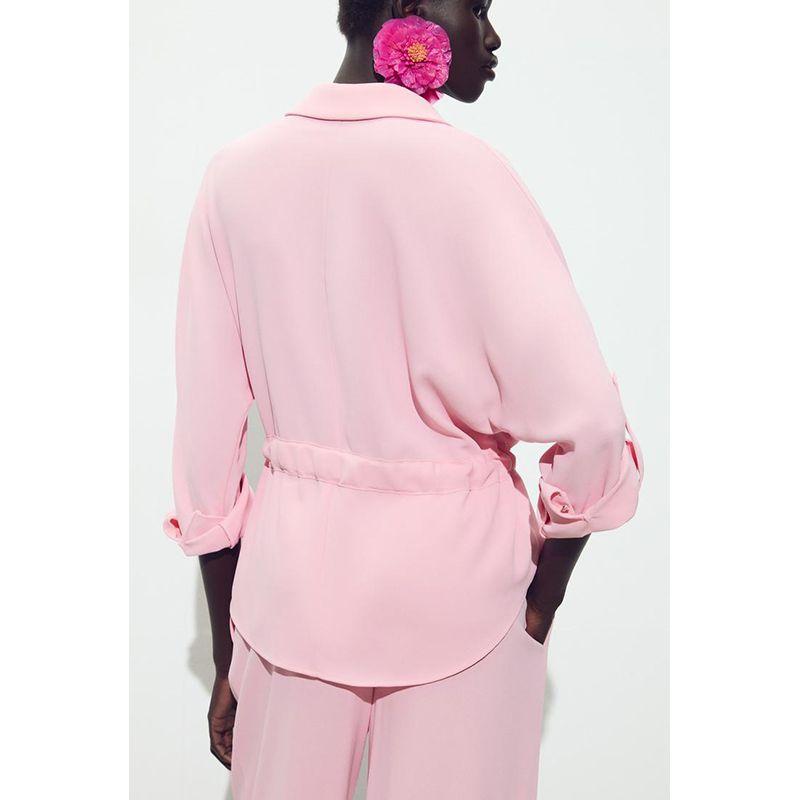 Travel Hunting Crepe Lapel Long Sleeve Shirt 3666102 Crepe Wide Leg Casual Pants 2116572
