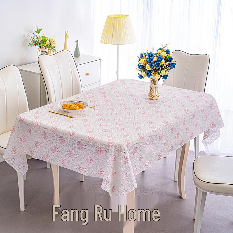 European Plain Lace Waterproof PVC Tablecloth - Anti-Scalding, No-Wash, Rectangular Dining & Coffee Table Mat