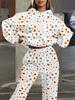 Europe and America 1116 New Fashion Casual Sports Hooded Flower Printed Sweater Set
