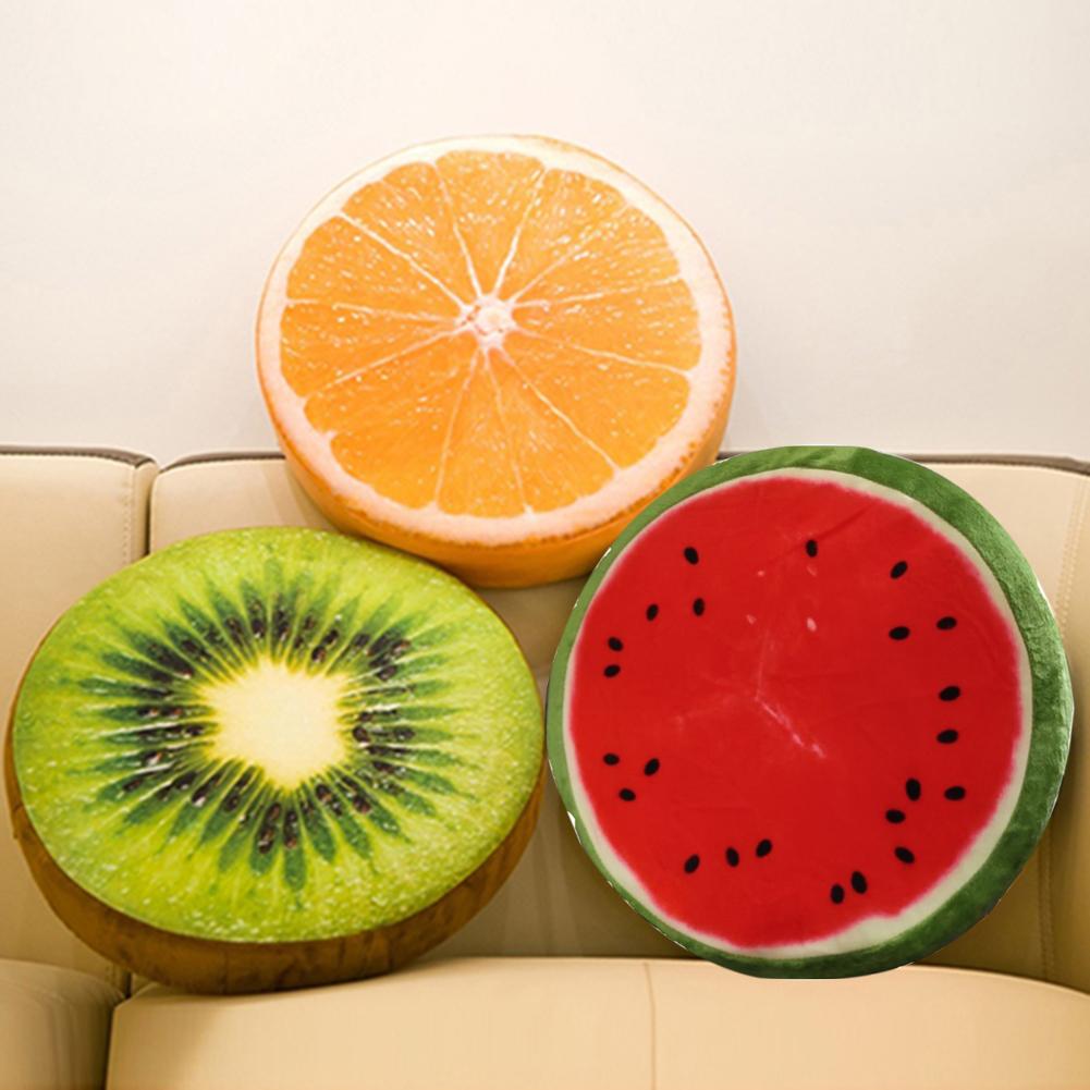 Weiches rundes Kissen, Plüschkissen, Orange, Kiwi, Wassermelone, Obst, Spielzeug, Sitzpolster