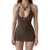 Summer Knitting Beach Dress Backless Tied Up Swimsuit Cover Up Lightweight Fabric For Women’s PoolFashion