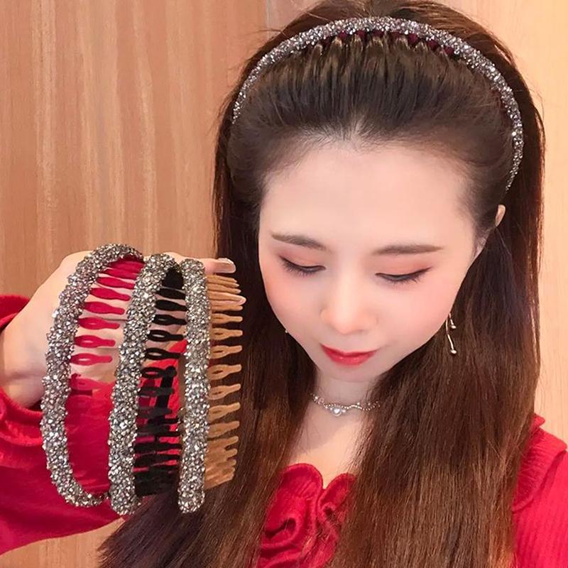 Flocking Bezel Hair Hoops For Women Ladies Solid Color Toothed Non-Slip Headband Hair Band Hair Accessories