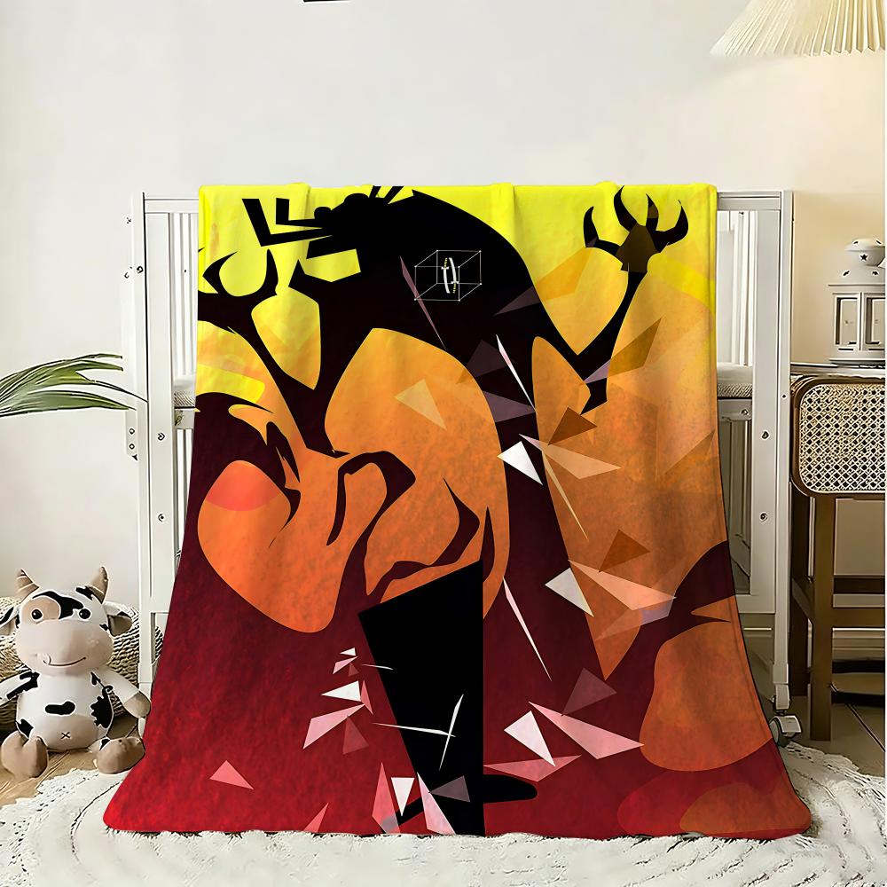 Movie Samurai Jack Throw 240g Flannel Blanket Lightweight Soft Skin-friendly Summer Thin Throw Blanket 75x90cm